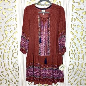 Know Rose Boho Dress NWT